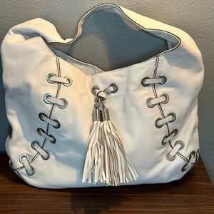 Michael Michael Kors  Hobo Bag with Tassels and Grommet and Lacing Details.